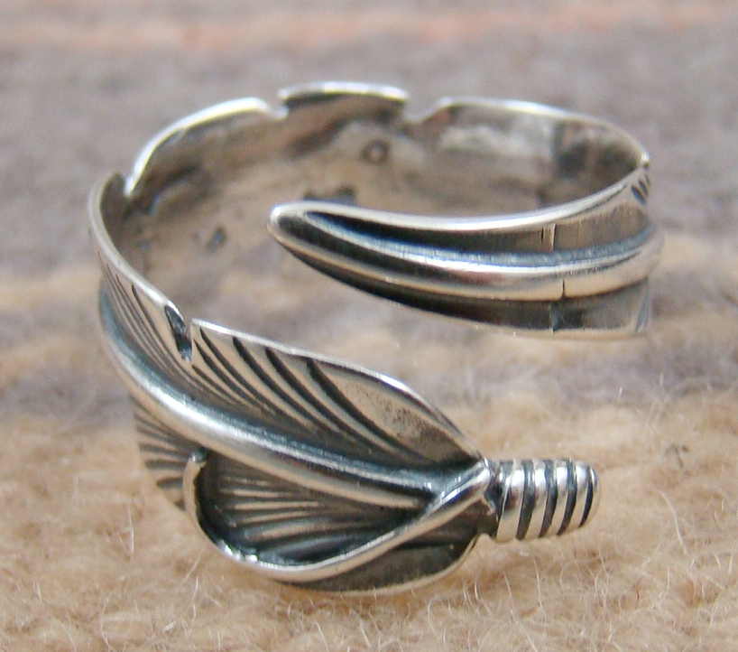 Item 812F Navajo Sterling Silver Feather Wrap Adjustable Rings Women s Native American Jewelry Women s Silver and Gold Rings